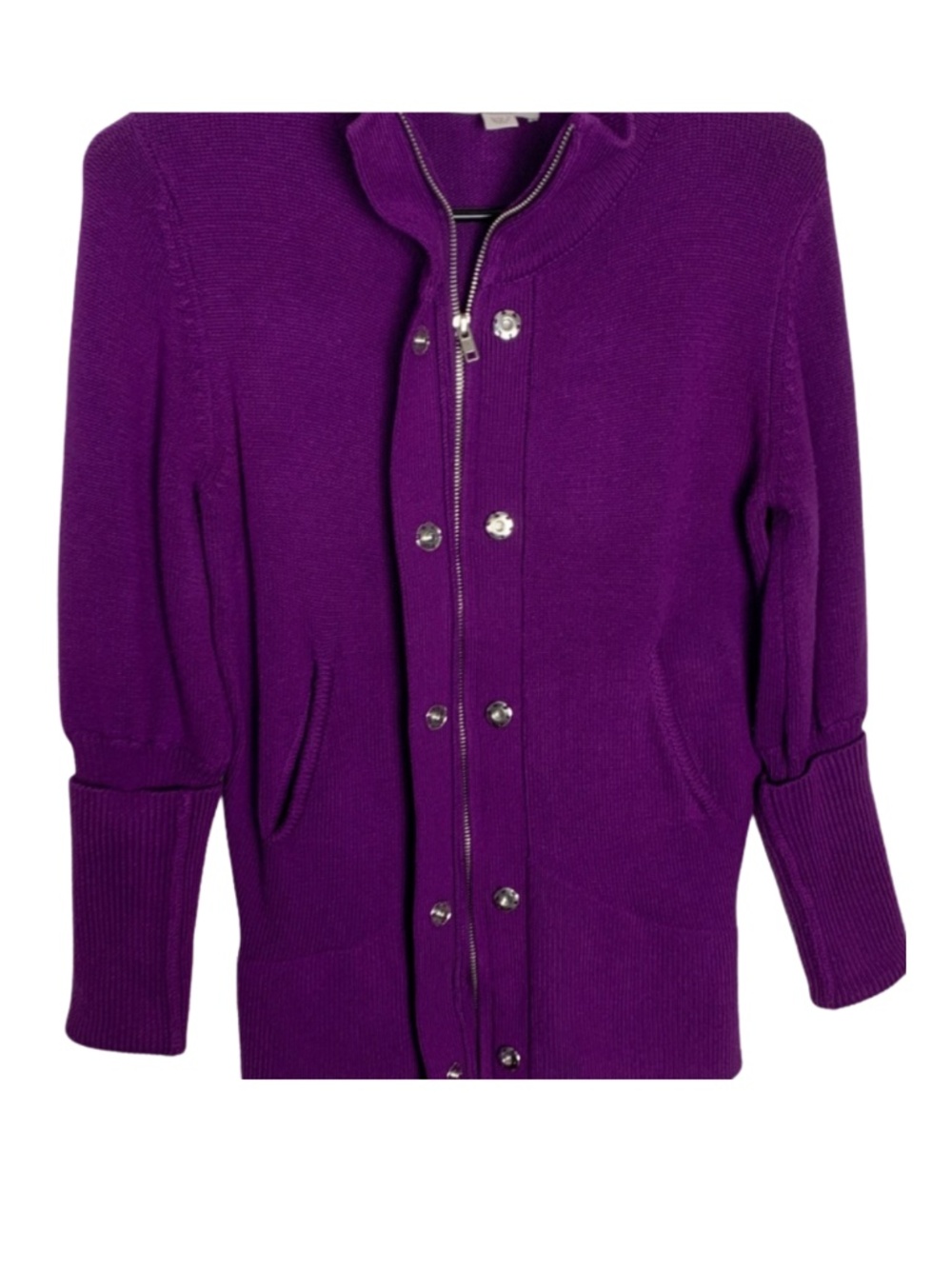 Boston Proper Silk Cashmere Vibrant Purple Women's S Cardigan Preppy Minimalist